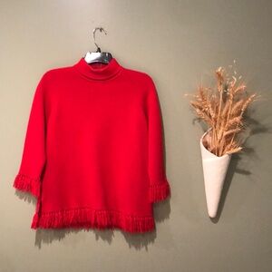 Lilly of California Vintage Red 💯 Virgin Wool Sweater M. 3/4 Sleeve.